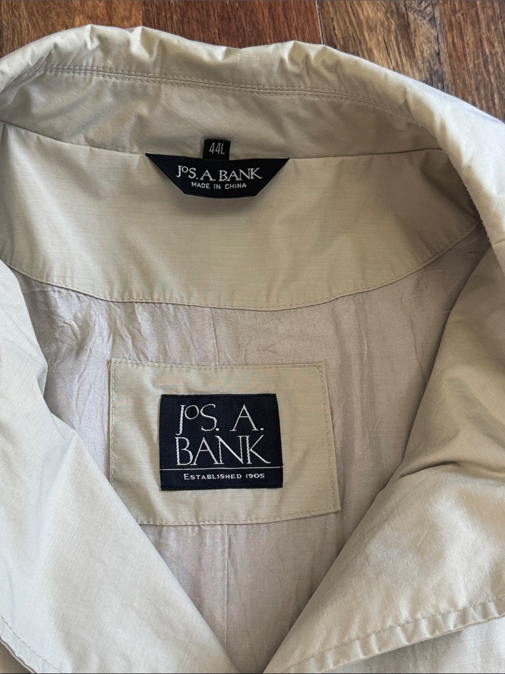 Jos. A. Bank Tan Raincoat Car Coat Jacket 44L Cotton Nylon Lightweight Long - Picture 2 of 9